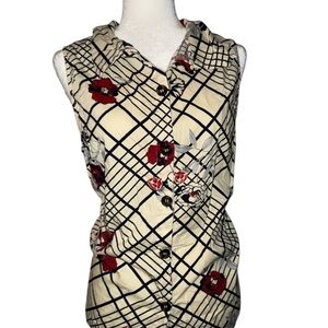 Modcloth Plaid Floral Button-Up Top